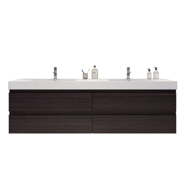 Latitude Run® Carnley 84'' Wall Mounted Double Bathroom Vanity with